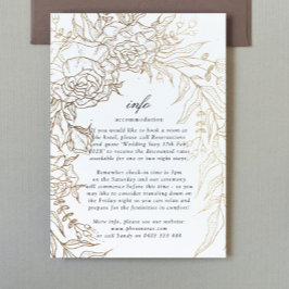 Tarjeta De Recepción Flor romántica oro blanco negro esmeralda