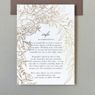 Tarjeta De Recepción Flor romántica oro blanco negro esmeralda