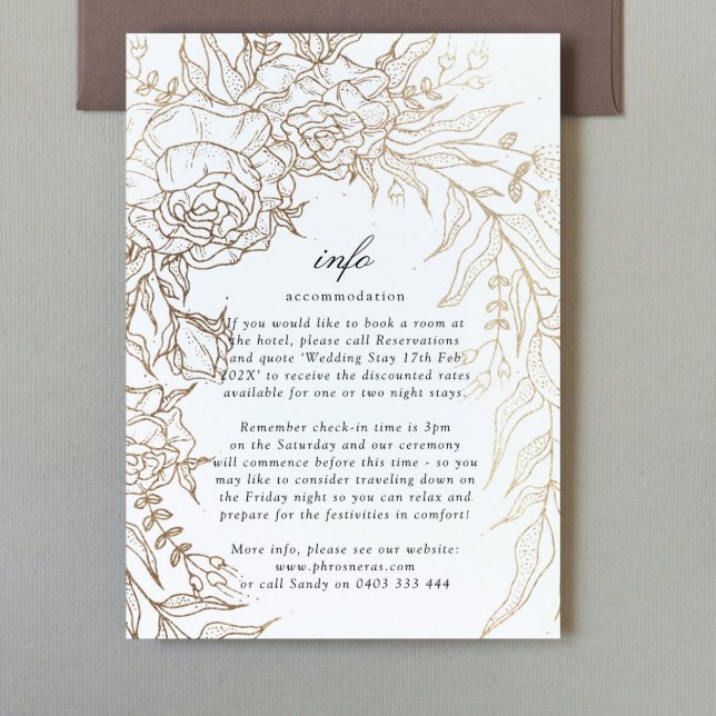 Tarjeta De Recepción Flor romántica oro blanco negro esmeralda (Subido por el creador)