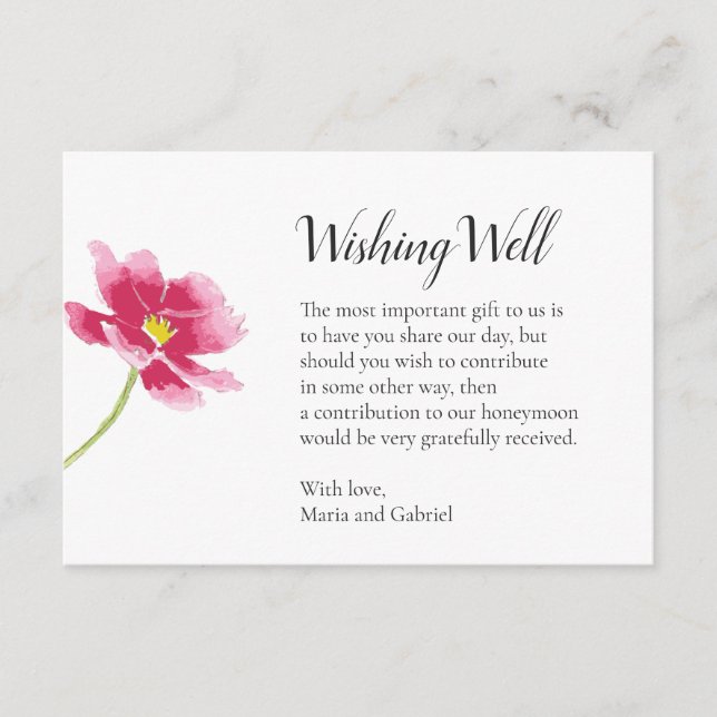 Tarjeta De Recepción Flor rosa simple. Boda elegante que desea lo mejor (Anverso)