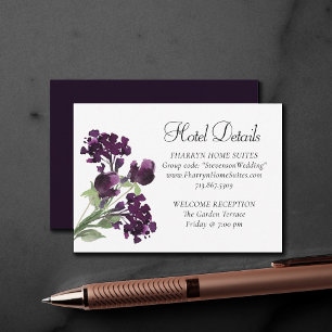Tarjeta De Recepción Flor salvaje   Deep Purple Bohemie Flower Hotel In
