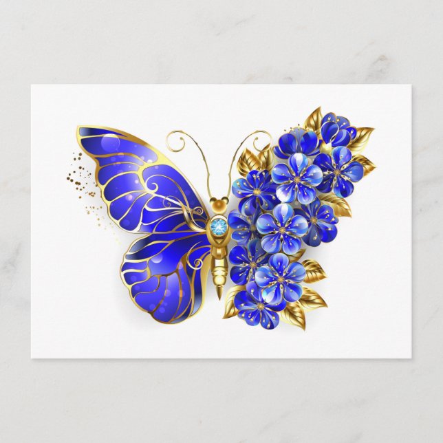 Tarjeta De Recepción Flor Sapphire Mariposa (Anverso)