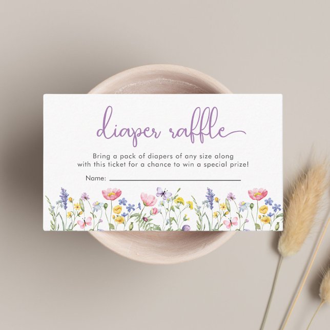 Tarjeta De Recepción Flor silvestre acuarela Diaper Raffle Baby Shower (Subido por el creador)