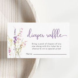Tarjeta De Recepción Flor silvestre acuarela Diaper Raffle Baby Shower