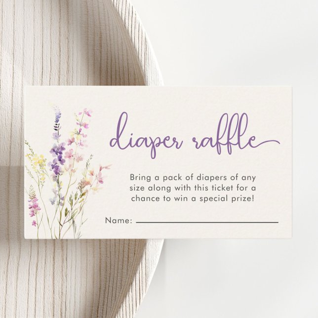 Tarjeta De Recepción Flor silvestre acuarela Diaper Raffle Baby Shower (Subido por el creador)