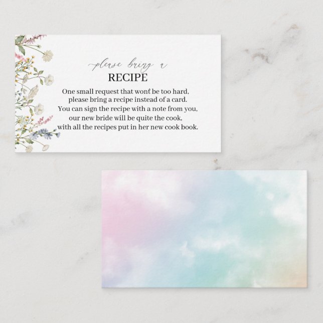 Tarjeta De Recepción Flor silvestre acuarela Por favor Traiga una tarje (Anverso / Reverso)