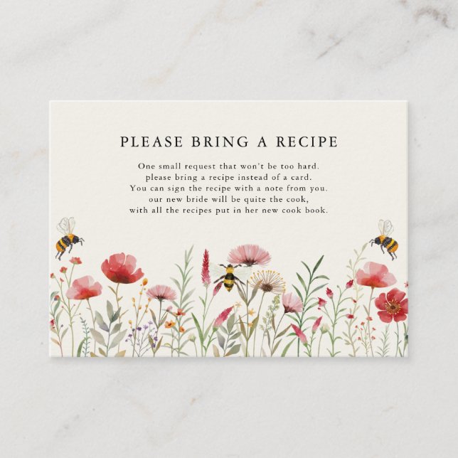 Tarjeta De Recepción Flor silvestre acuarela que quiere ser una receta (Anverso)