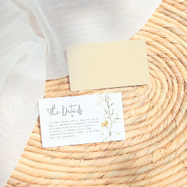 Tarjeta De Recepción Flor silvestre amarillo Elegante Ducha Boho Bridal