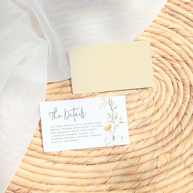 Tarjeta De Recepción Flor silvestre amarillo Elegante Ducha Boho Bridal (Subido por el creador)