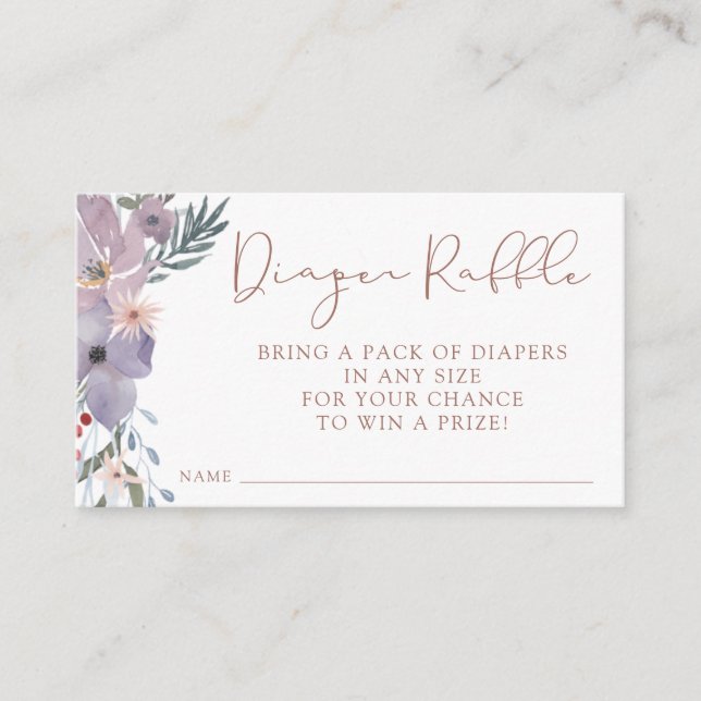 Tarjeta De Recepción Flor silvestre Baby Shower Diaper Raffle (Anverso)