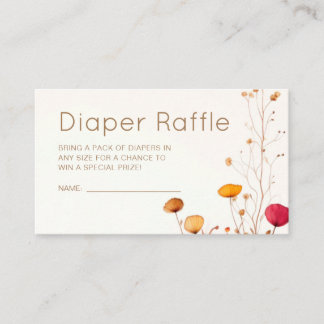 Tarjeta De Recepción Flor silvestre Baby Shower Diaper Raffle