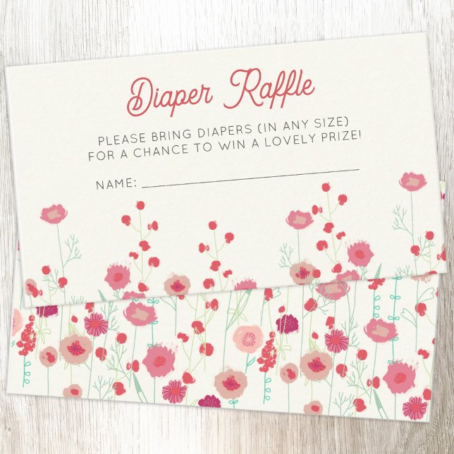 Tarjeta De Recepción Flor silvestre Baby Shower Diaper Raffle (Wildflower baby shower diaper raffle enclosure card)