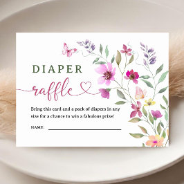 Tarjeta De Recepción Flor silvestre Baby Shower Diaper Raffle