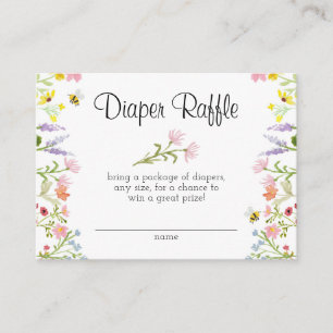 Tarjeta De Recepción Flor silvestre Baby Shower Diaper Raffle 