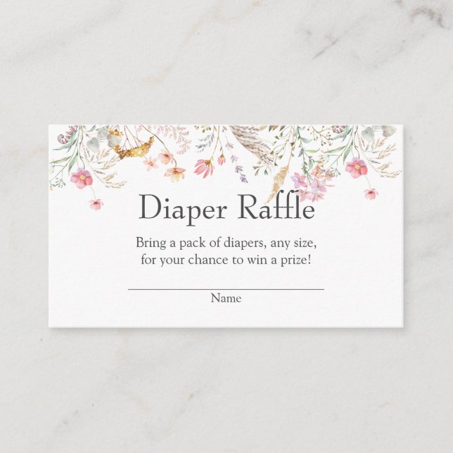 Tarjeta De Recepción Flor silvestre Baby Shower Diaper Raffle Insert (Anverso)