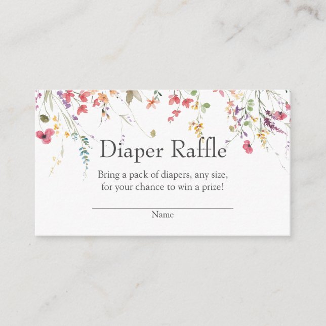 Tarjeta De Recepción Flor silvestre Baby Shower Diaper Raffle Insert (Anverso)