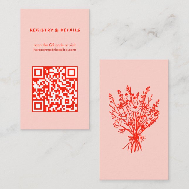 Tarjeta De Recepción Flor silvestre Bouquet Rustic Whimsical QR Code Br (Anverso / Reverso)