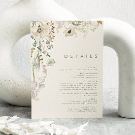 Tarjeta De Recepción Flor silvestre caprichosa | Detalles de marfil