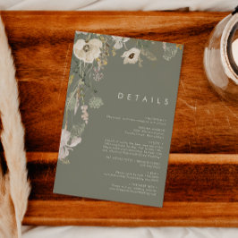 Tarjeta De Recepción Flor silvestre caprichosa | Detalles del verde sab