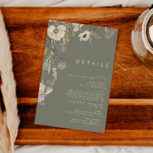 Tarjeta De Recepción Flor silvestre caprichosa Detalles del verde sab