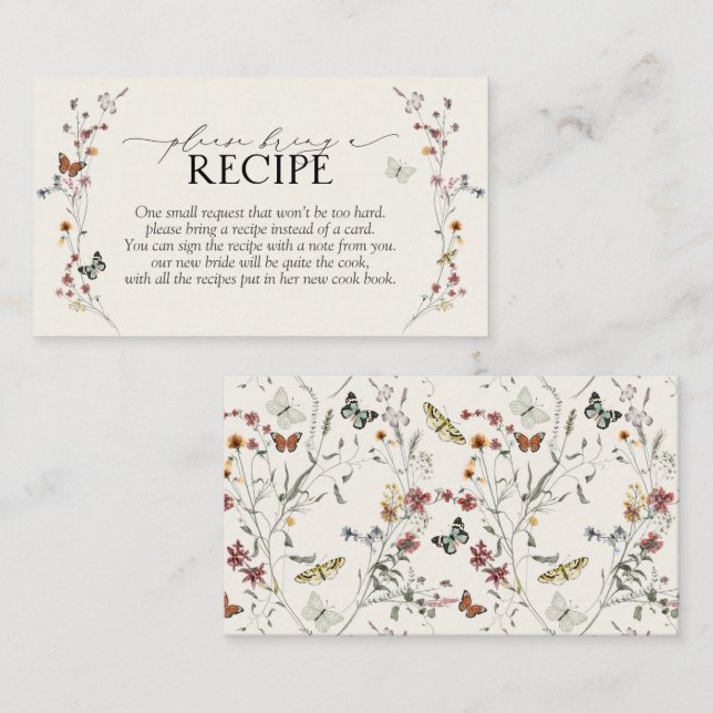 Tarjeta De Recepción Flor silvestre de mariposa, por favor, traiga una  (Anverso / Reverso)