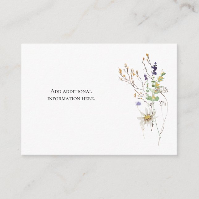 Tarjeta De Recepción Flor silvestre ducha de novia (Anverso)