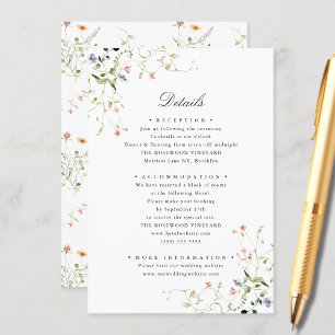 Tarjeta De Recepción Flor silvestre Elegante Boda de flores de jardín m