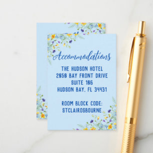 Tarjeta De Recepción Flor silvestre Hermosa Boda Azul Floral