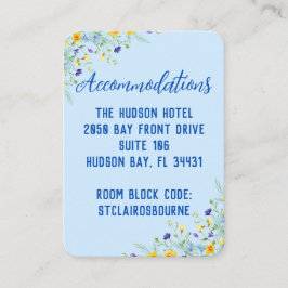 Tarjeta De Recepción Flor silvestre Hermosa Boda Azul Floral