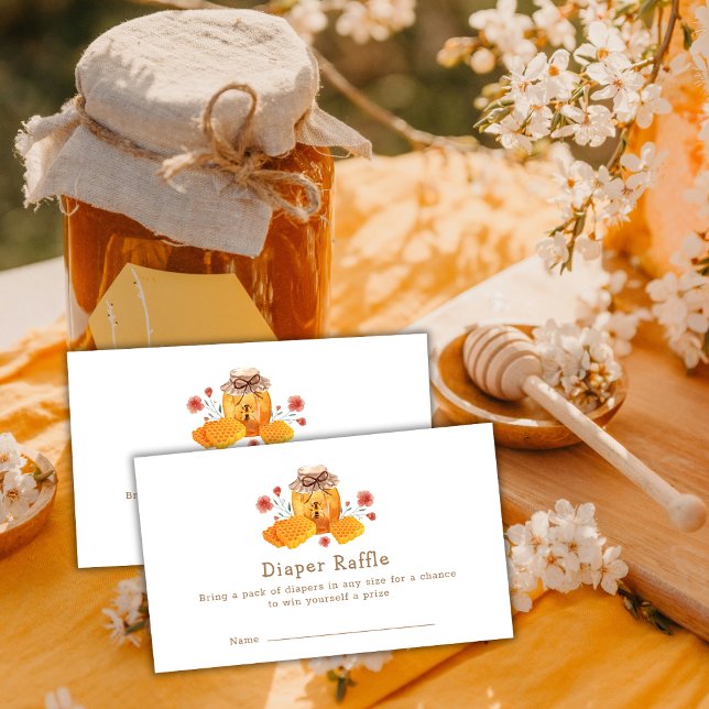 Tarjeta De Recepción Flor silvestre Honey Bee Diaper Raffle Baby Shower (Wildflower Honey Bee Diaper Raffle Baby Shower Enclosure Card)
