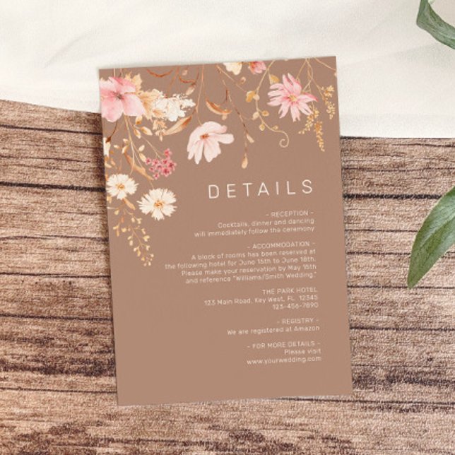 Tarjeta De Recepción Flor silvestre moderna | Detalles del Boda botánic (Subido por el creador)