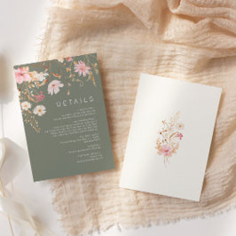 Tarjeta De Recepción Flor silvestre moderna | Detalles del Boda verde s