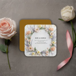 Tarjeta De Recepción Flor silvestre preso de oro en Baby Shower en Bloo