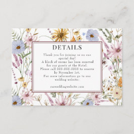 Tarjeta De Recepción Flor silvestre primavera | Boda de la Moda Boho | 