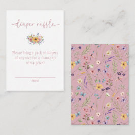 Tarjeta De Recepción Flor silvestre sólido rosa Baby Shower Diaper Raff