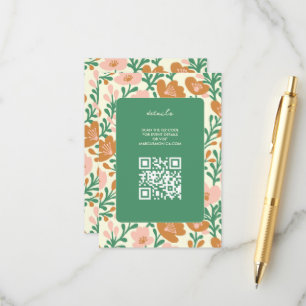 Tarjeta De Recepción Flor silvestre Vines Pink Green Custom WEDDING
