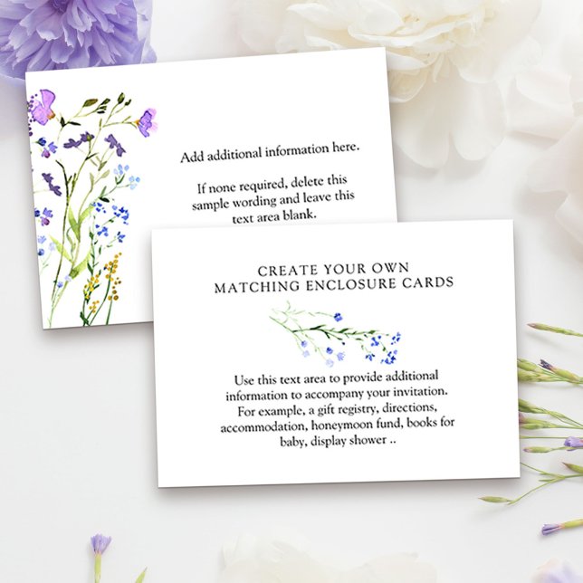Tarjeta De Recepción Flor violeta crea tu propio vacío (DIY Reception Card or Enclosure Card from my Purple Wildflower Collection. )