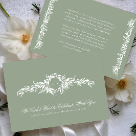 Tarjeta De Recepción flor wreath detalles elegante sage green boda