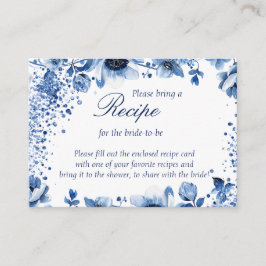 Tarjeta De Recepción Flora de color azul y blanco en Chinoiserie