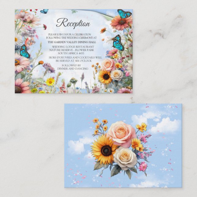 Tarjeta De Recepción Floraciones de primavera y verano florecientes (Anverso / Reverso)