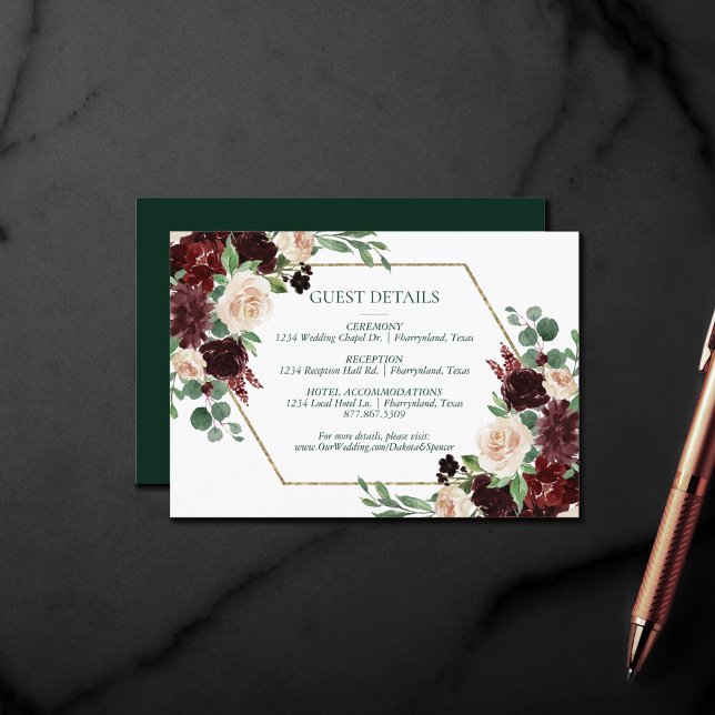 Tarjeta De Recepción Floraciones rusas | Terracotta y Marsala Floral Ro (Subido por el creador)