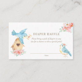 Tarjeta De Recepción Floral acuarela Pájaros Chica Diaper Raffle