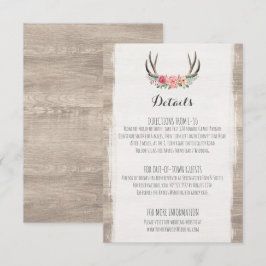 Tarjeta De Recepción Floral Antlers Detalles del Boda Rústico / Direcci