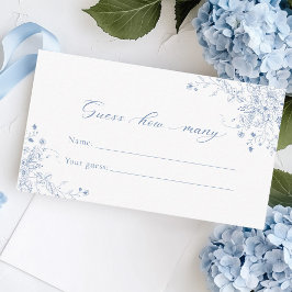 Tarjeta De Recepción Floral azul adivina cuántos juegos