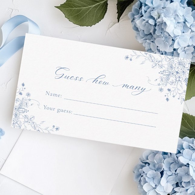 Tarjeta De Recepción Floral azul adivina cuántos juegos (Subido por el creador)