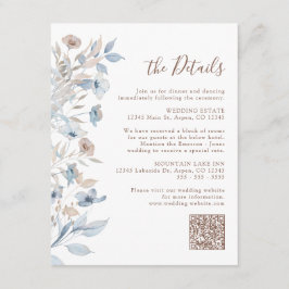 Tarjeta De Recepción Floral azul elegante