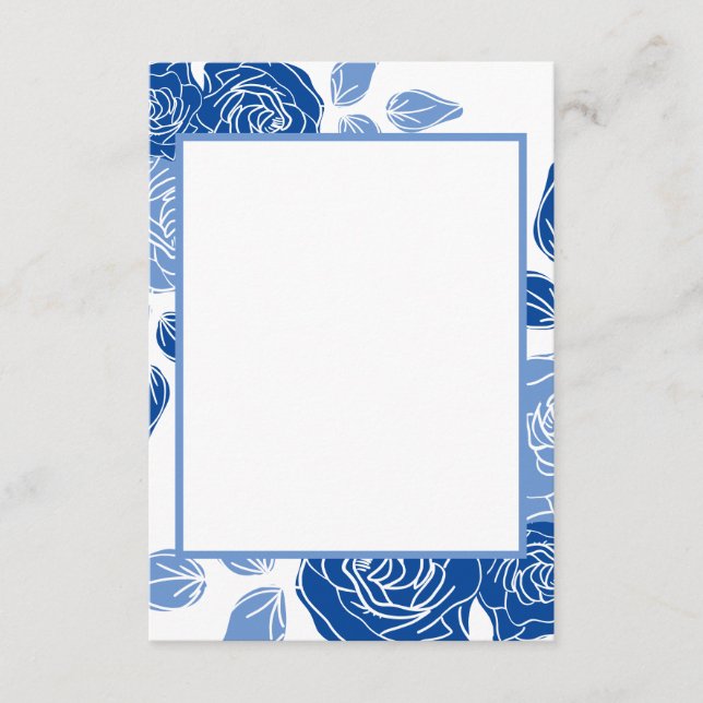 Tarjeta De Recepción Floral azul estilo Rosa Moda simple Boda (Anverso)