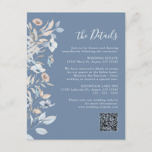 Tarjeta De Recepción Floral Azul Polvoriento