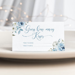 Tarjeta De Recepción Floral azul turbio cuántos besos juego de novias