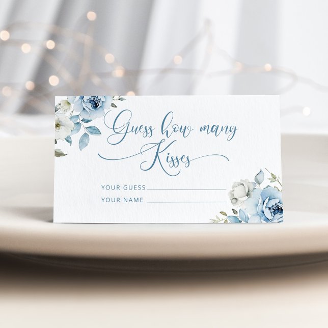 Tarjeta De Recepción Floral azul turbio cuántos besos juego de novias (Subido por el creador)